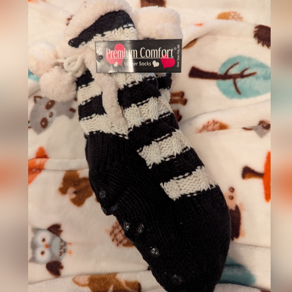 Black and White Slipper Socks